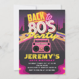 convite de aniversário de tema dos anos 80