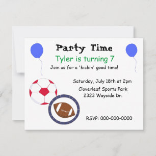 Convite de aniversário de Tema Esporte