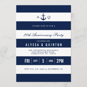 Convite de Aniversário de Tema Náutico Ousado