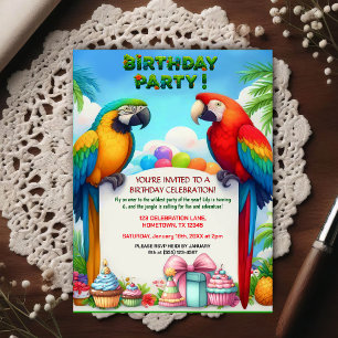 Convite de Aniversário de Tema Selva Tropical para