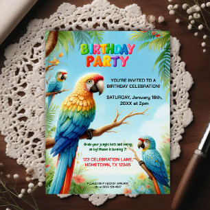 Convite de Aniversário de Tema Selva Tropical para