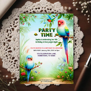 Convite de Aniversário de Tema Selva Tropical para