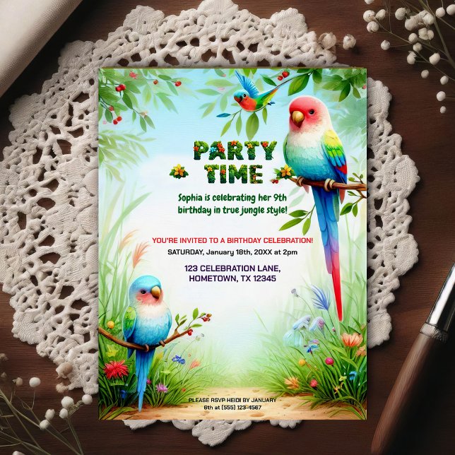 Convite de Aniversário de Tema Selva Tropical para (Criador carregado)