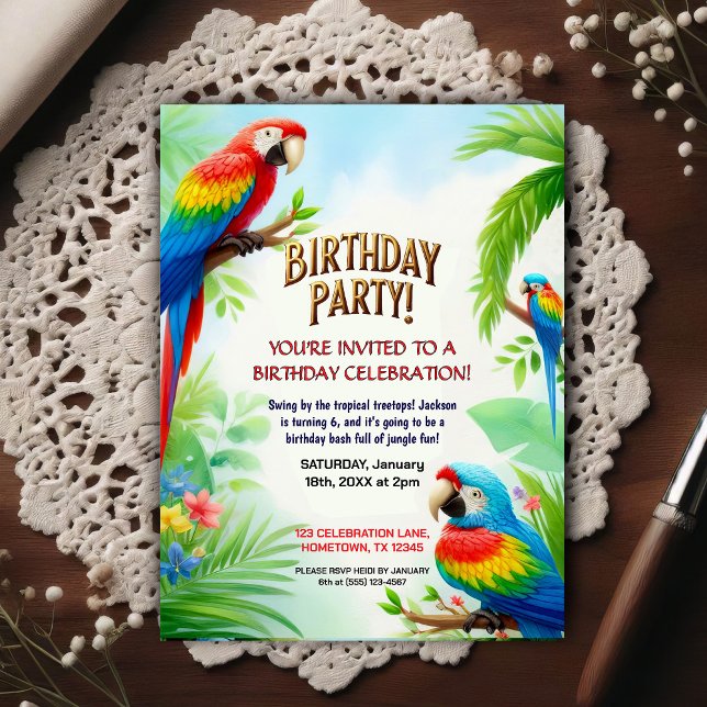 Convite de Aniversário de Tema Selva Tropical para (Criador carregado)