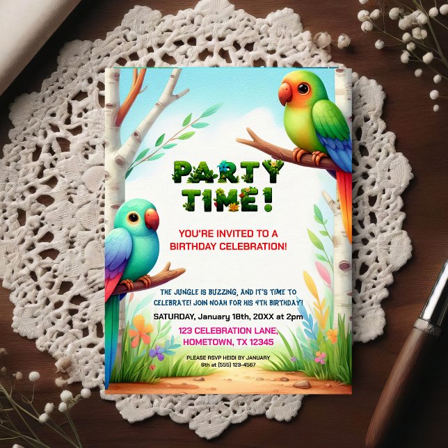 Convite de Aniversário de Tema Selva Tropical para (Criador carregado)