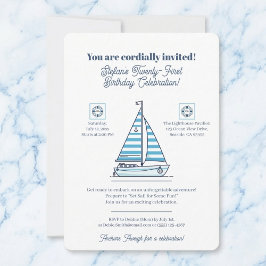 Convite de Aniversário de Tema Velero Azul Marinho