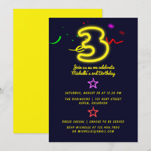 Convite de Aniversário de Terceiro Aniversário com