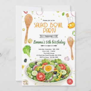 convite de aniversário de tigelas de salada