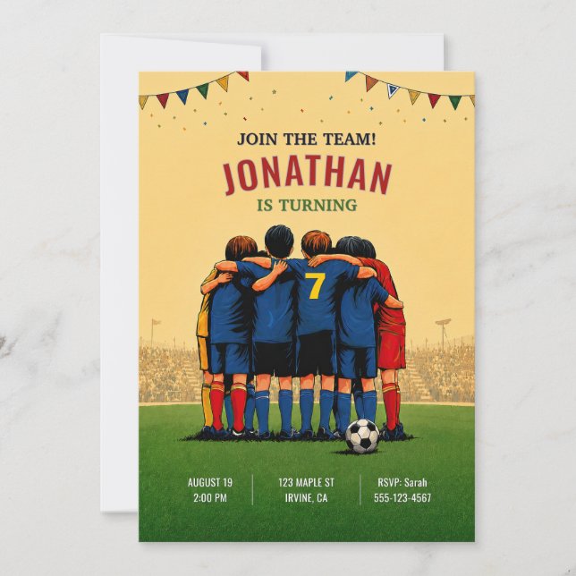 Convite de Aniversário de Time de Futebol (Frente)