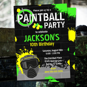 Convite de Aniversário de Tinta de Paintball Manch