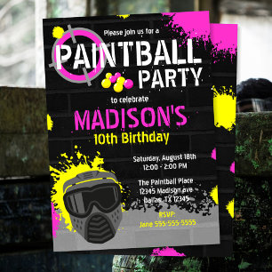 Convite de Aniversário de Tinta de Paintball Manch
