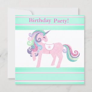 CONVITE DE ANIVERSÁRIO DE TINTA UNICORN AQUA
