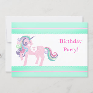 CONVITE DE ANIVERSÁRIO DE TINTA UNICORN AQUA