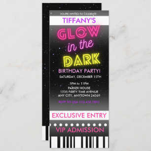 Convite de aniversário de tíquete   Brilho Na Escu