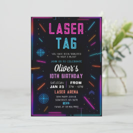 Convite de Aniversário de Tiro com Laser Neon
