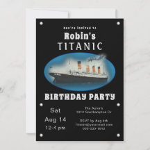 Convite de aniversário de Titanic Black Birthday