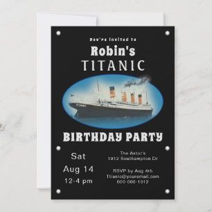 Convite de aniversário de Titanic Black Birthday