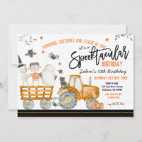 Convite de aniversário de Trator Halloween