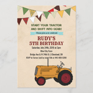 CONVITE DE ANIVERSÁRIO DE TRATOR VINTAGE PARA QUAL