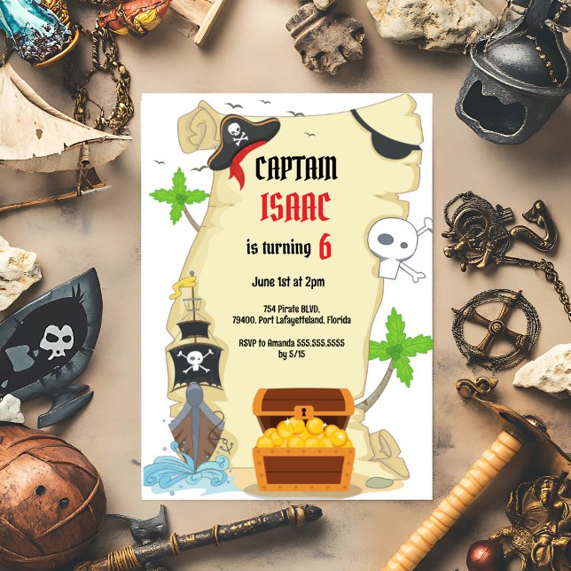 Convite de aniversário de Treasure Hunt Pirate (Criador carregado)