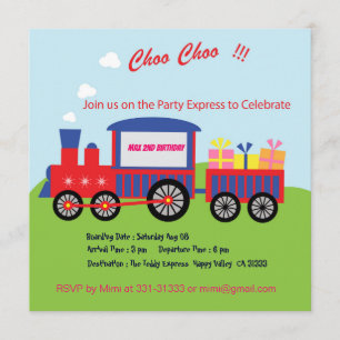 Convite de aniversário de Trem Choo Choo Bonito