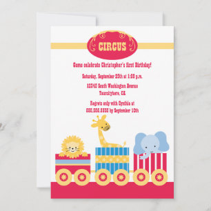 convite de aniversário de trem de circo infantil