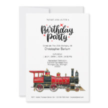 Convite de Aniversário de Trem Vintage Estético