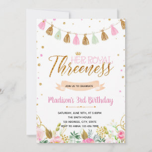 Convite de aniversário de três anos