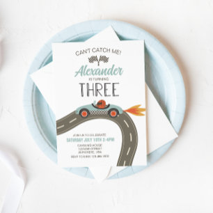 Convite de Aniversário de três anos de carro de co