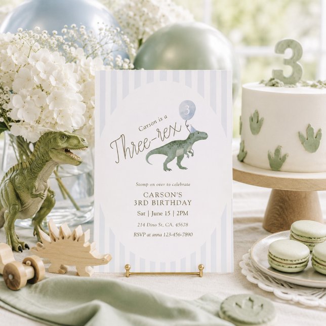 Convite de Aniversário de Três Anos do Rex Dinossa (Criador carregado)