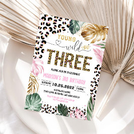 Convite de Aniversário de Três Leopardos da Selva