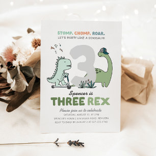 Convite de Aniversário de Três Rex