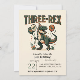 Convite de Aniversário de Três-Rex Dinossauro Fofo