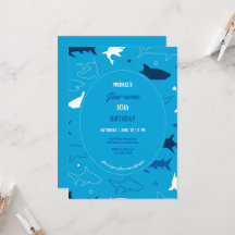 Convite de aniversário de Tubarão