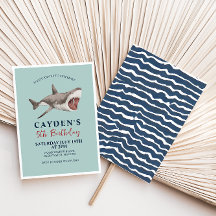 Convite de aniversário de tubarão