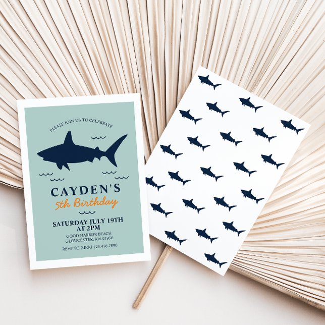 Convite de aniversário de tubarão (Criador carregado)