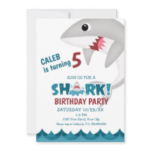 Convite de aniversário de tubarão para crianças
