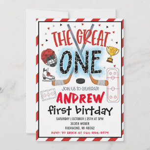 Convite de Aniversário de Um Ano com Tema de Hóque