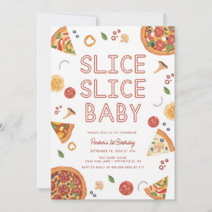 Convite de Aniversário de Um Ano com Tema de Pizza