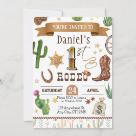 Convite de Aniversário de Um Ano com Tema Rodeio