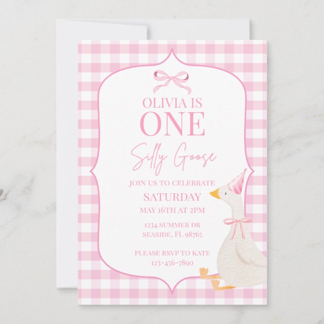 Convite de Aniversário de Um Ano da Silly Goose (Frente)