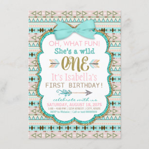 Convite de Aniversário de Um Ano de Menina Tribal