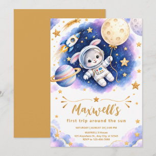 Convite de Aniversário de Um Ano do Astronauta Bun