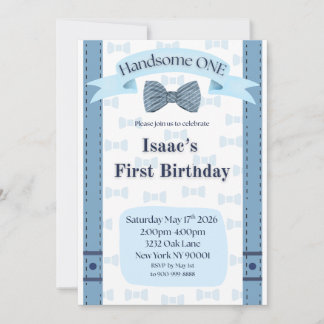 Convite de Aniversário de Um Ano do Bebe Menino Li