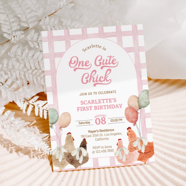 Convite de Aniversário de Um Ano do Frango (Criador carregado)