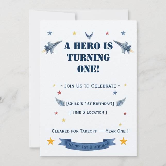 Convite de Aniversário de Um Ano do Herói da Força (Frente)