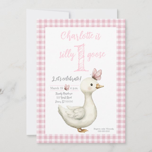 Convite de Aniversário de Um Ano do Patinho Bobo (Frente)