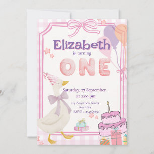 Convite de Aniversário de Um Ano do Patinho Bobo e