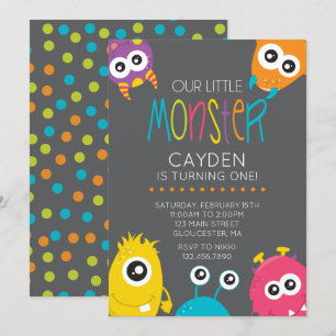 Convite de Aniversário de Um Ano do Pequeno Monstr