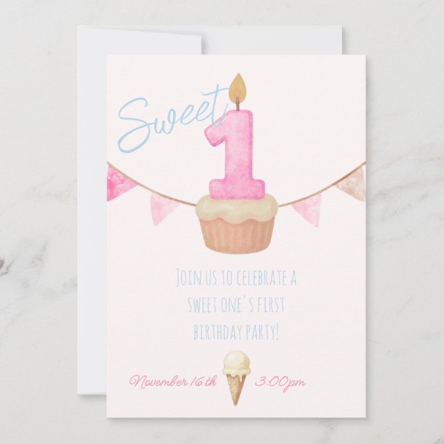 Convite de Aniversário de Um Ano do Queridinho  (Frente)
